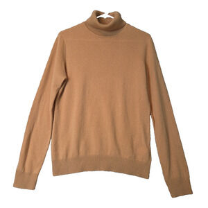 LANPULUX 100% Wool Knit Tan LS Turtleneck Sweater Women's M Stretch